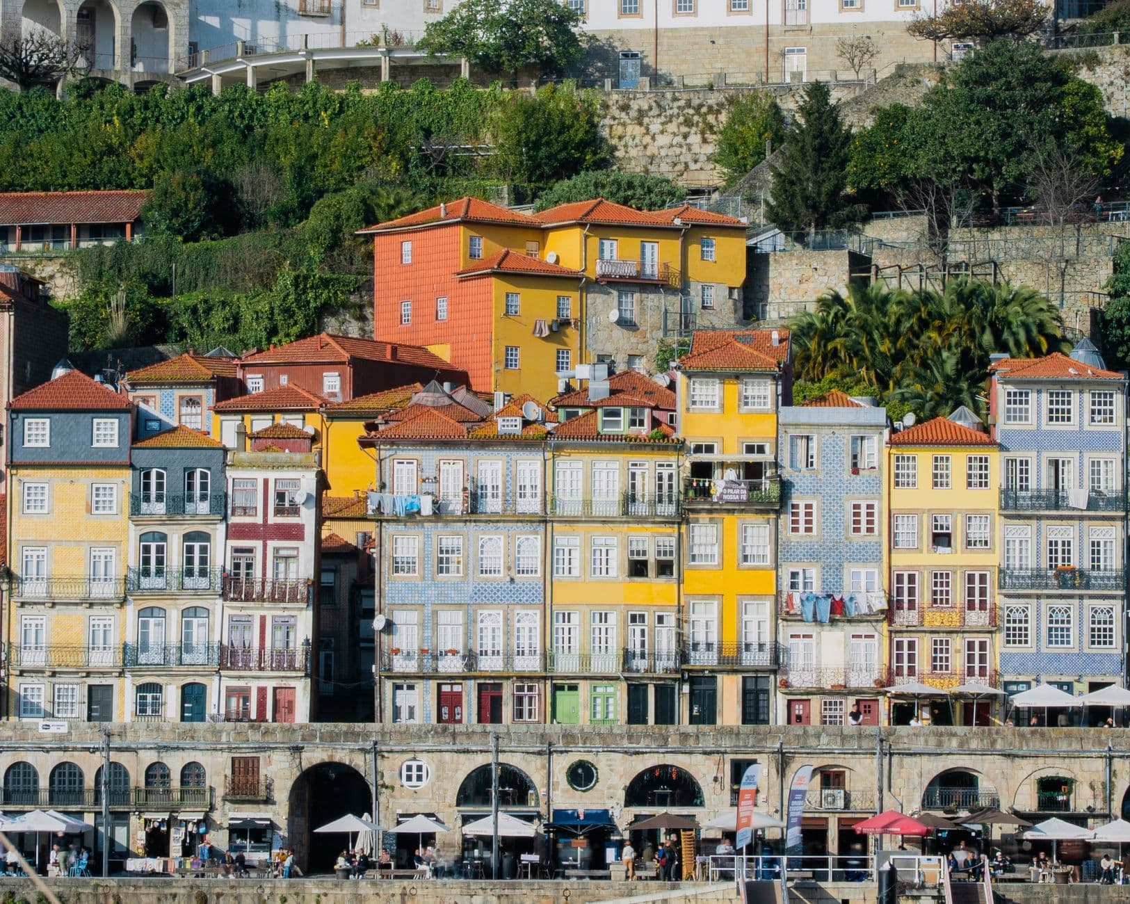 Historic riverside district in Porto, Portugal